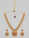 Ruby Stone with white pearls Necklace Set