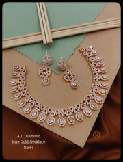 Rose gold AD Necklace set with earring
