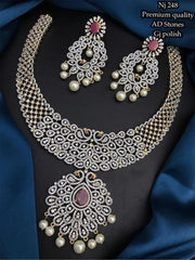Silver Diamond Necklace set